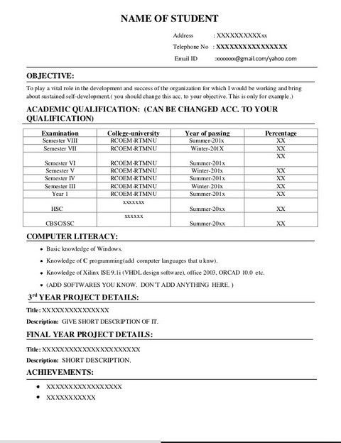 resumé format