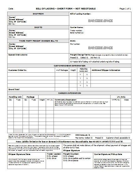 Free Bill Of Lading Template 10jpg 500500, Ms Word Printable