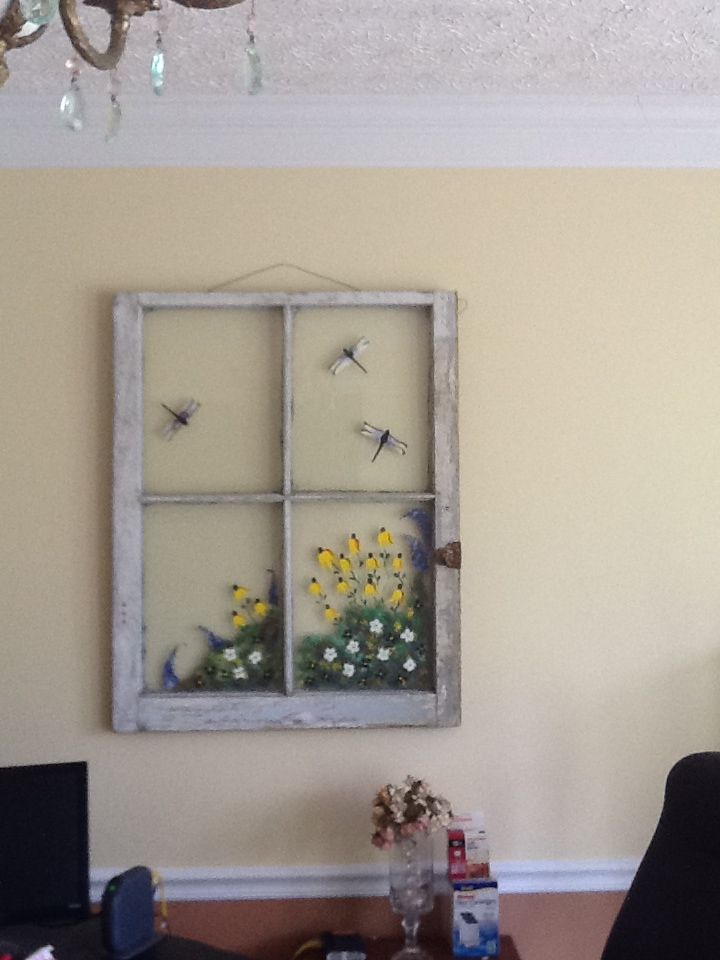 110 Best Painted Windows Images On Pinterest Craft And I Love This Painted Window Frame Country Vintage Wall Decorations