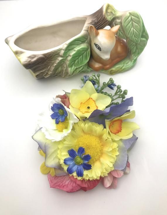 Vintage Porcelain Hair Picks with Flowers