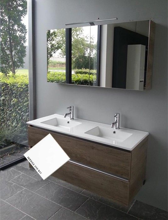 Thebalux Steven badmeubel 120 cm wit met keramisch blad ...