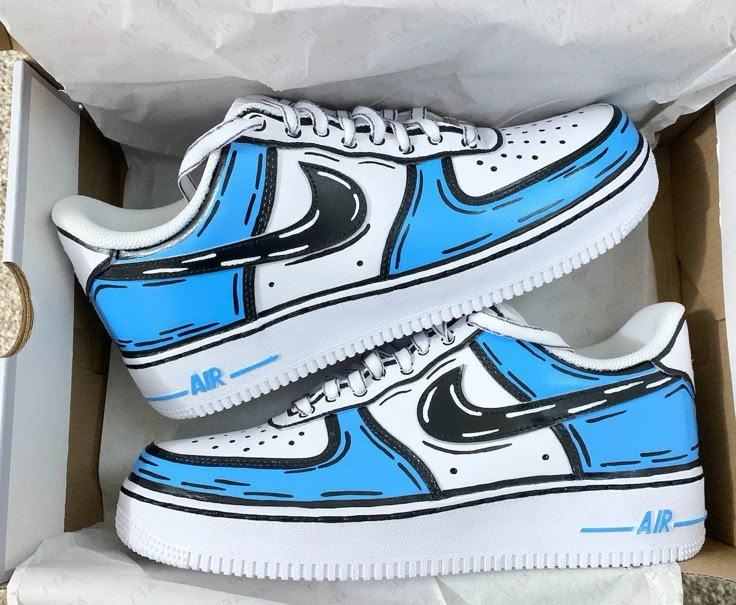 Cartoon Custom Nike Air Force 1 - 12 Men/13.5 Women / Blue