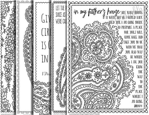 5 Bible Verse Coloring Pages Paisley Inspirational Quotes DIY Adult Printable Sheets JPG Instant Download Flower