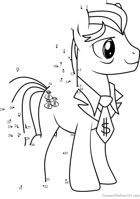 Filthy Rich My Little Pony dot to dot printable worksheet - Connect The