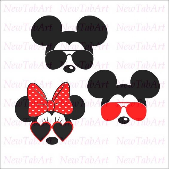 SVG File for Mickey and Minnie with Aviator Sunglasses