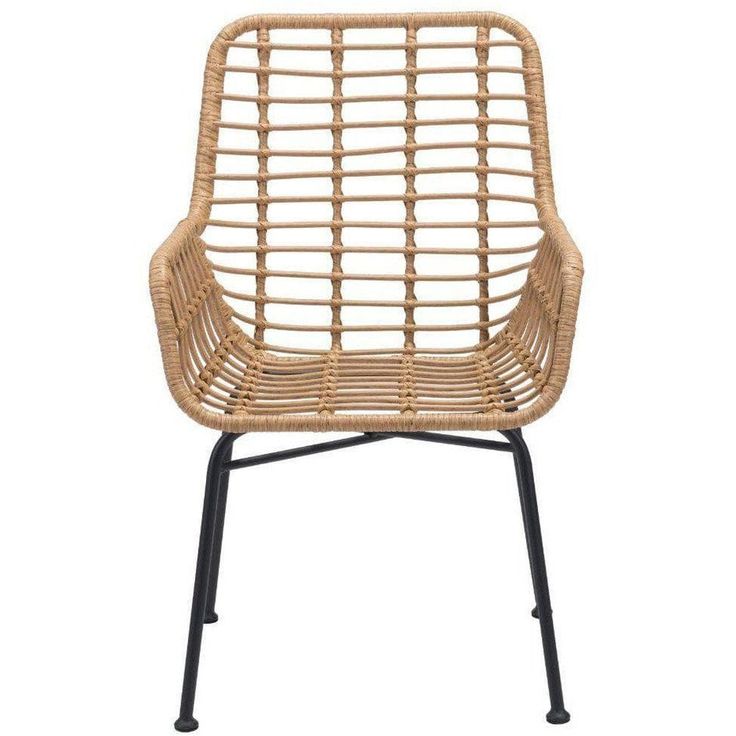 Set Of 2 Beige Dining Chair Stainless Steel Base Indoor Outdoor Heavy Duty Wicker Chairs Set Of 2 Beige Dining Chair Stainless, Heavy Duty Outdoor Wicker Furniture