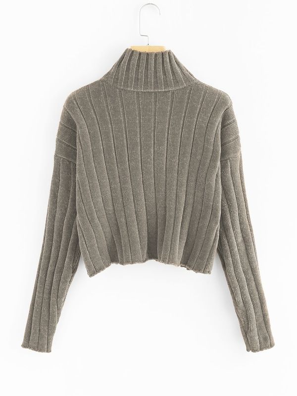 Sweater Ajustado Gris Cuello Mock Shein Sweater Ajustado Gris Cuello Mock Shein