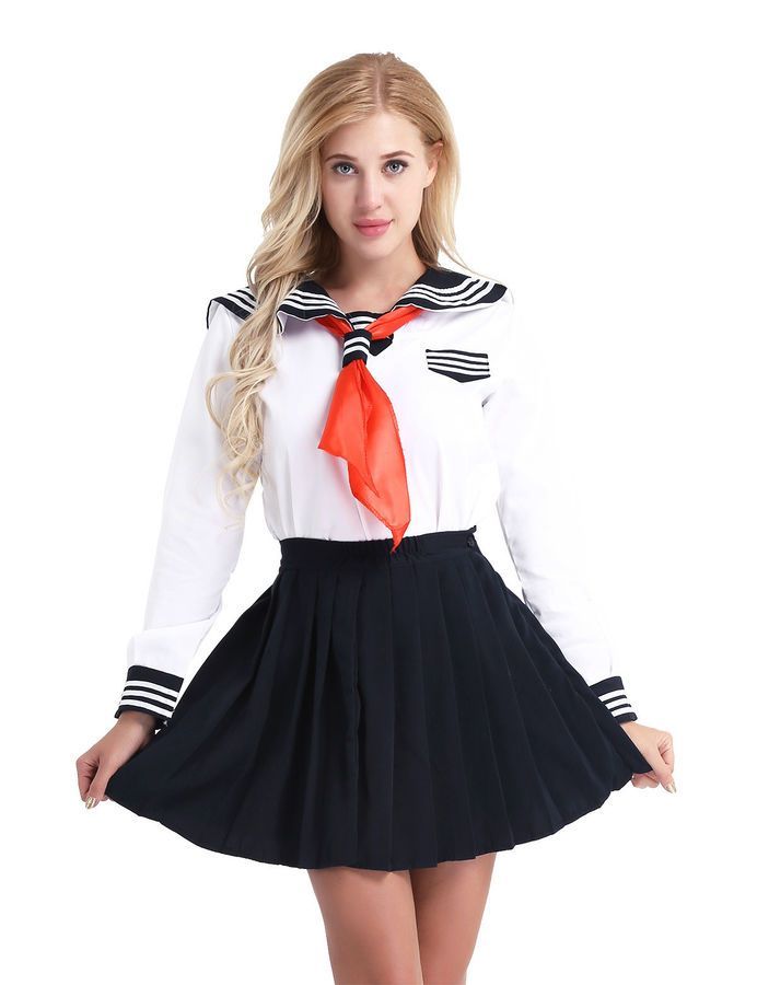 School Japanese Sailor Uniform Girl Dress Costume Anime Students Cosplay Fancy