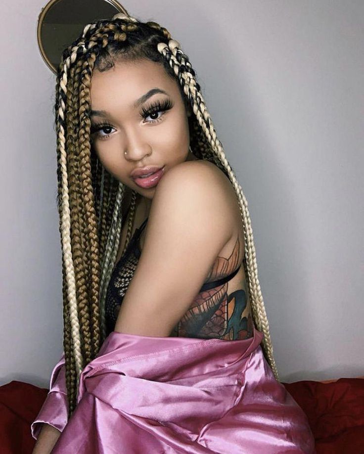 Pinterest: @bankr0lls ð #colorfulboxbraids | Blonde braids, Hair styles
