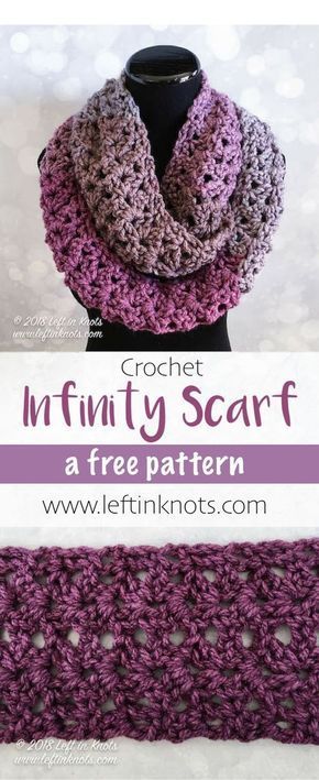 Crochet Frosted Berry Infinity Scarf - A Free One Skein Pattern