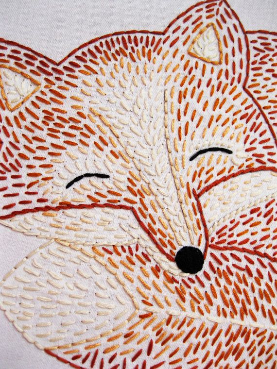 Download Sleepy Fox Hand Embroidery Pattern | Etsy | Japanese embroidery, Fox embroidery, Crewel embroidery