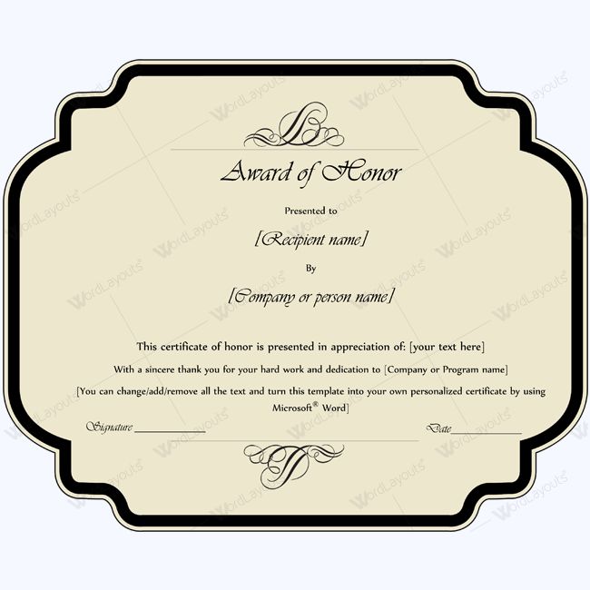 15 best award of honor certificate templates images on Pinterest - blank award certificates 15 best award of honor certificate templates images on Pinterest - blank award certificates