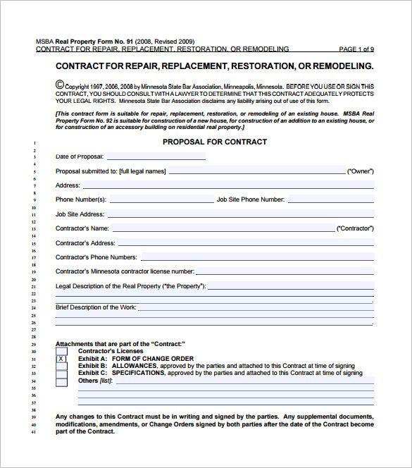 free remodeling contract template