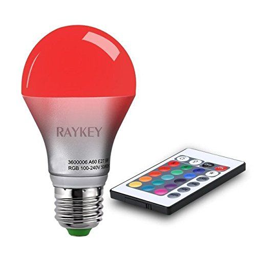 RAYKEY RGB LED Light Bulb, Warm LED RGB with 5W 16 Colors and E27/E26