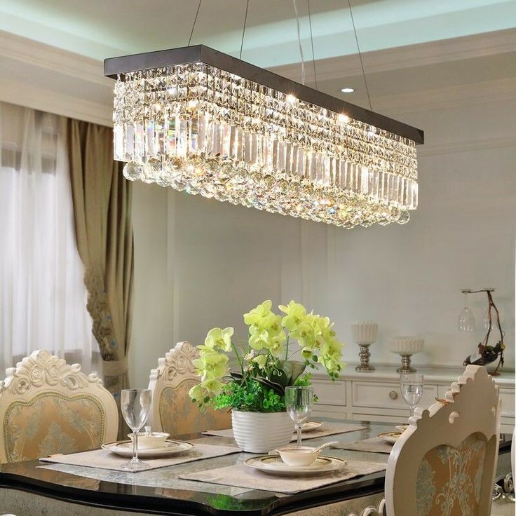 80cm Rectangle K9 Crystal Chandelier Modern Home Bar Pendant Lamp Lighting Decor Ceiling Lights Living Room Lamps Bedroom Rectangular Bar Pendant Lamp Lighting Decor, Chandelier Lights For Kitchen Island