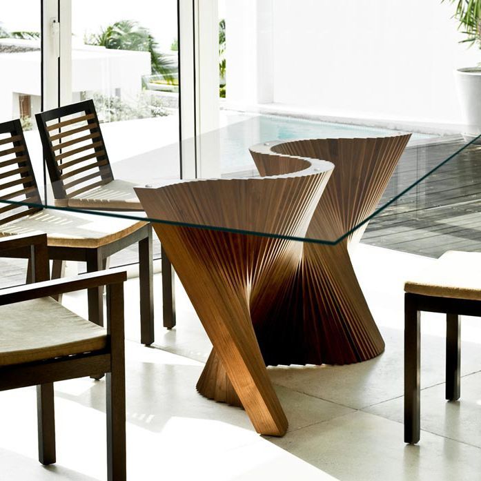 Mesa de comedor / moderna / de vidrio / de nogal WAVE Kenneth ... Mesa de comedor / moderna / de vidrio / de nogal WAVE Kenneth ...