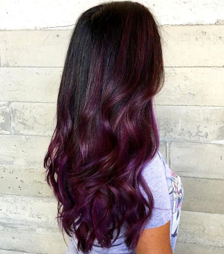 Burgundy and Violet Long Ombre Hair BrownOmbreHair Burgundy hair