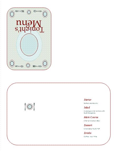menu card i microsoft office templates