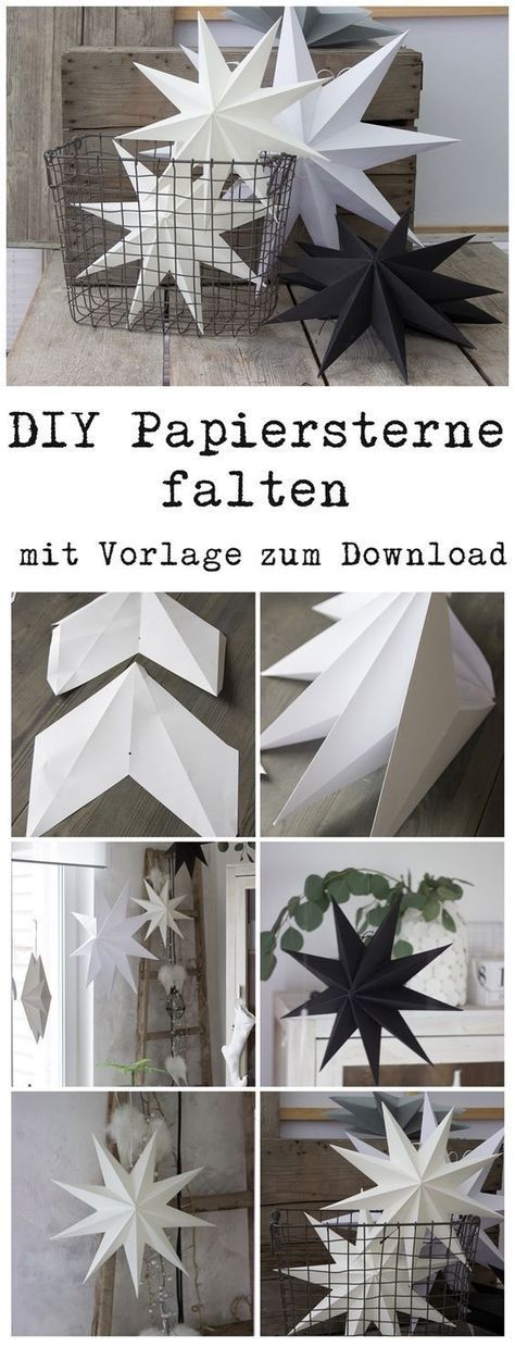 Papiersterne für die Weihnachtsdeko selber falten mit Vorlage zum Download auch...