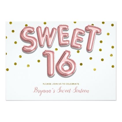 sweet 16 balloon rose gold dots party any color card minimal gifts