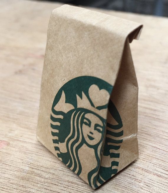 Miniatur Starbucks Papier Tasche Miniatur Puppenhaus Etsy In 2021 Starbucks Paper Bag Miniatures