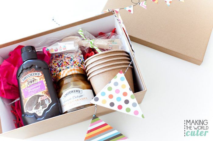 DIY Ice Cream Sundae Kit Gift Basket + Free Tags - An Oregon Cottage