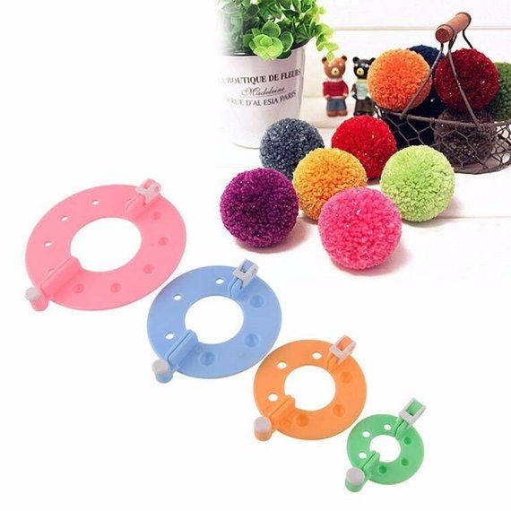 Pom pom Maker Ball Weave Needle Knitting Craft Wool Ball DIY Tools Set 4 Sizes Fluff Ball Weaver Maker