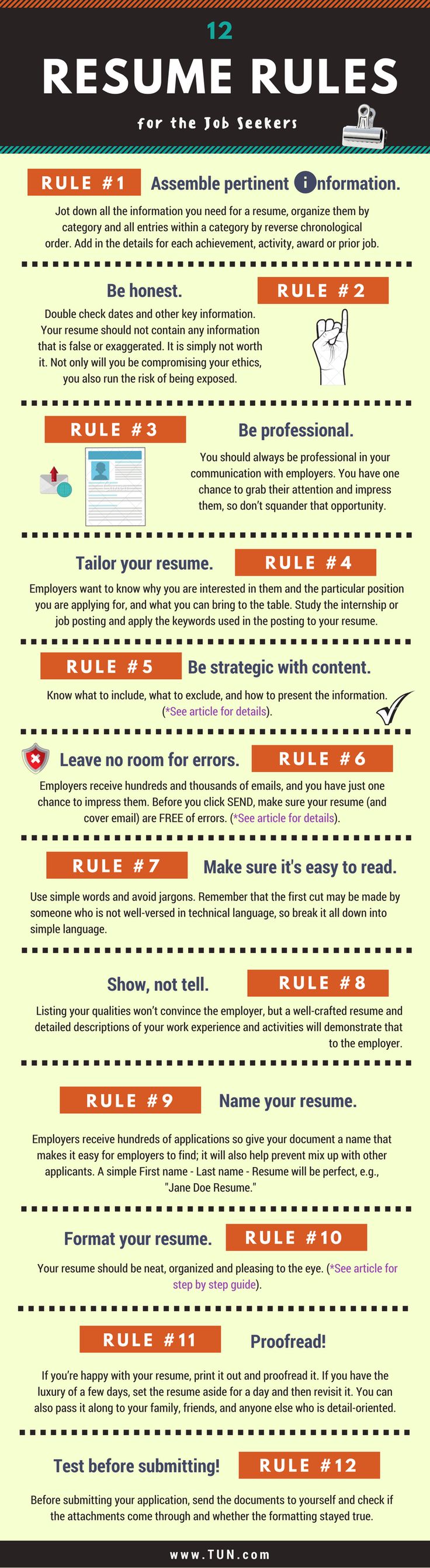 Are you ready to apply for an internship while in college, or for a job after graduation? Are you confused by the advice you’ve been given or read online? There is so much information out there, but I believe college students will do well if they just follow these 12 rules.