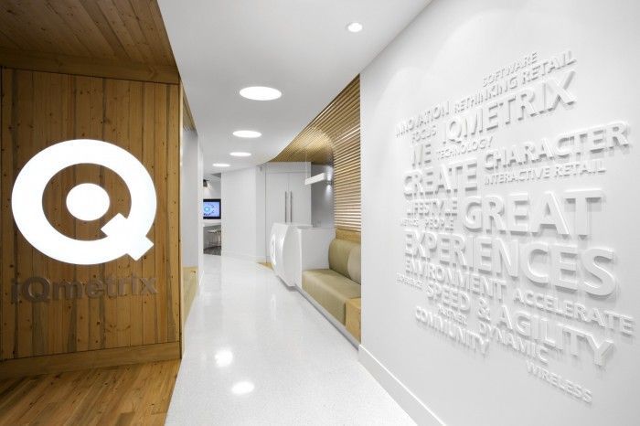 Stand off white lettering for office interior design. Foamex letters or acrylic letters on the wall make a super entrance welcome wall.