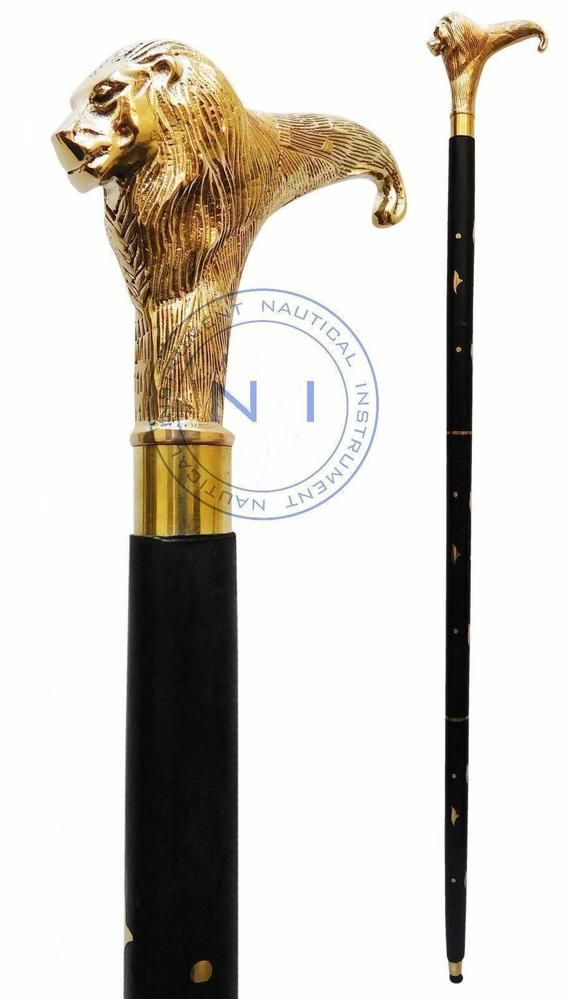Designer Vintage Brass Handle Walking Solid Wooden Walking Stick Antique Cane