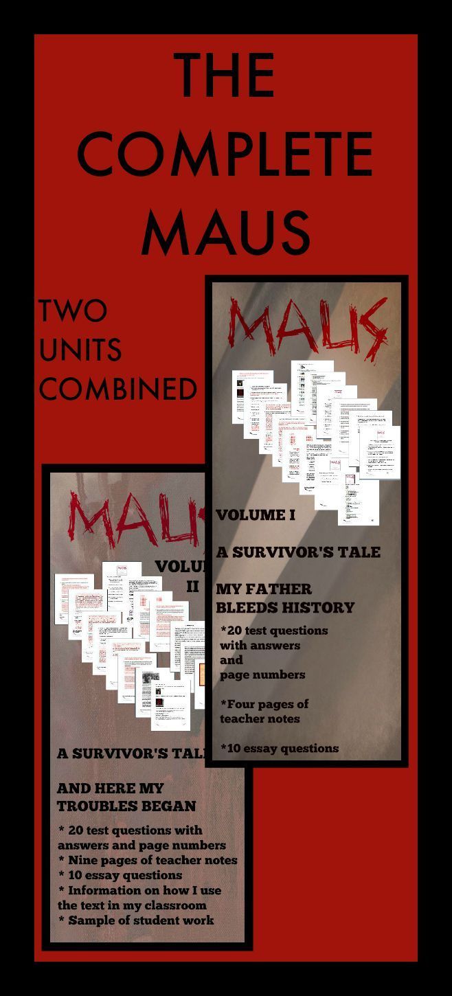 Teaching Maus this year? Check out my combined unit on Maus I and II - it includes the following: ➢ 14 pages of teacher notes. ➢ Information on how I use the text in my classroom. ➢ An example of a Mind Map using Maus (one of my assignments) along with a chapter of Nietzsche’s Thus Spoke Zarathustra. ➢ Two multiple-choice tests with 20 questions each for a total of 40 questions, answers, and page numbers. ➢ 20 essay and/or discussion questions with several sub-questions. $