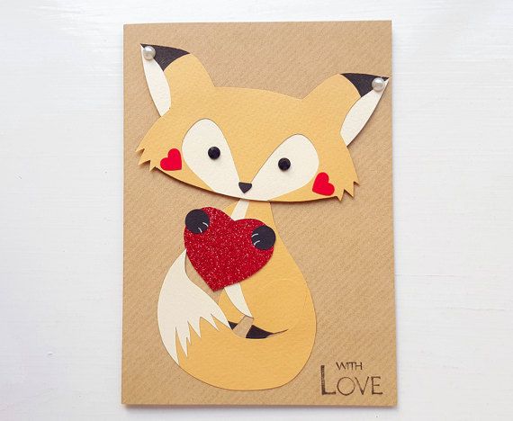 Fox lover card Valentines day card Card for him Cute Valentines card Romantic Valentines card Anniversary card Valentines card for her