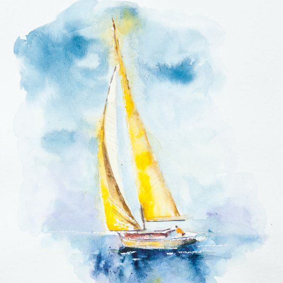 Watercolour Sailboat 8x10 Inches Print Of My Original Painting Sailboat Art Sailing Art Sailboat Painting