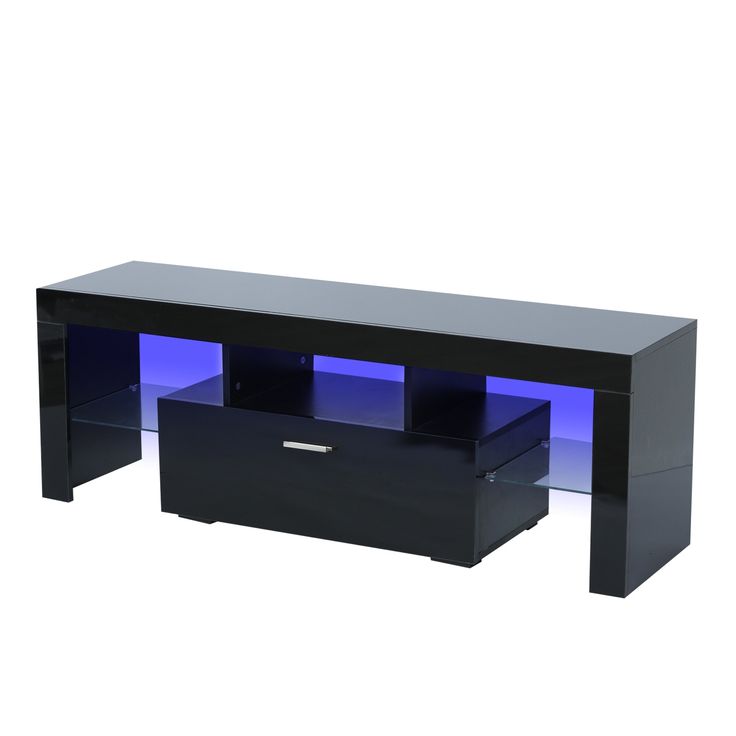 Black Morden TV Stand with LED Lights High Glossy Front TV Cabinet Can Black Morden TV Stand with LED Lights High Glossy Front TV Cabinet Can