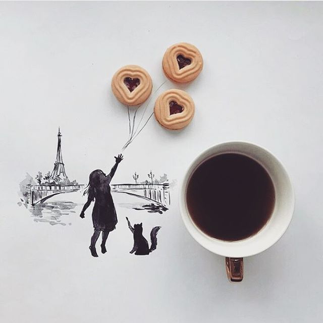 Юбилеем лет, открытки с кофе и девушкой
