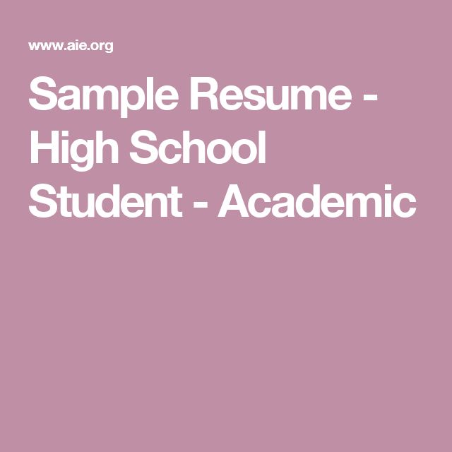 Sample Resume - High School Student - Academic CCR - Resume - sample resume for high school student Sample Resume - High School Student - Academic CCR - Resume - sample resume for high school student