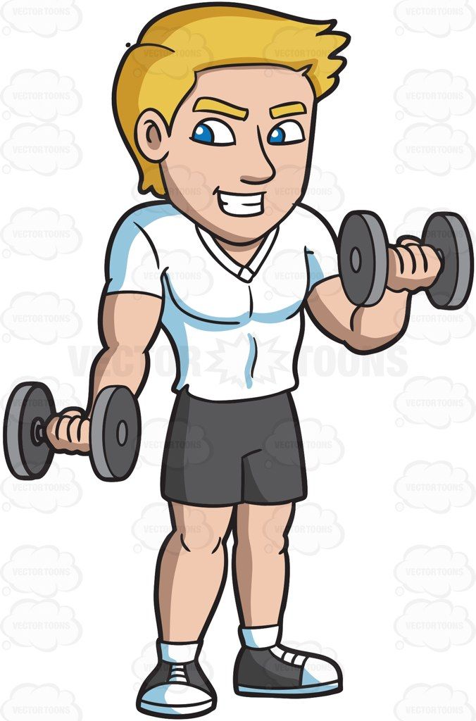A Man Working Out His Biceps With A Couple Of Dumbells