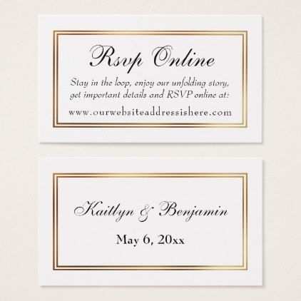 Gold Bordered White RSVP Online Insert Cards Rsvp Pinterest