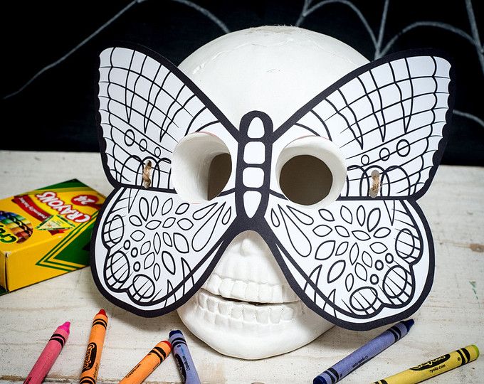 Halloween Printable butterfly coloring mask for kids butterfly color activity mask insect mask ...
