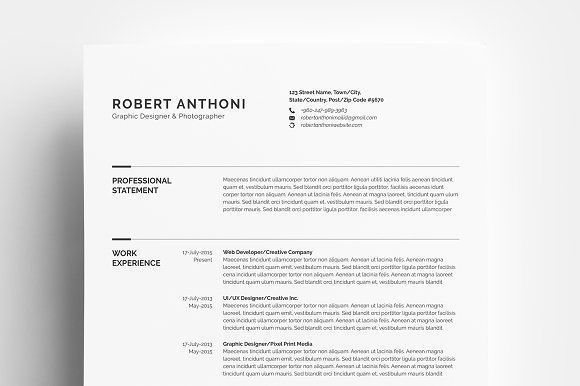 Clean Resume/CV by Whitegraphic on @creativemarket Ready for Print Resume template examples creative design and great covers, perfect in modern and stylish corporate business. Modern, simple, clean, minimal and feminine layout inspiration to grab some ideas.