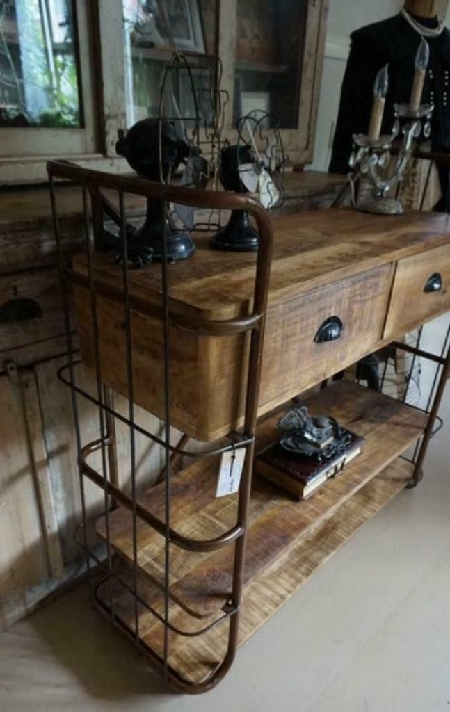 ≥ Prachtige stoere bakkerskar, keuken trolley, wandrekken ...
