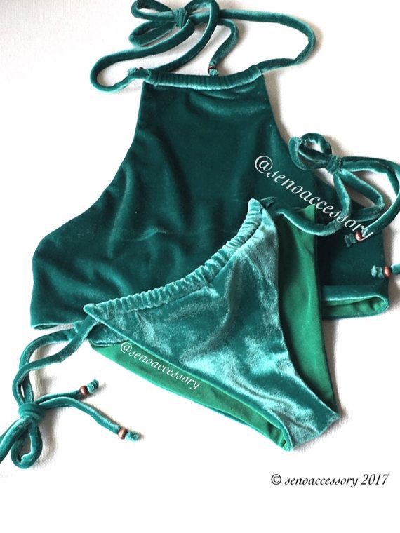 Terciopelo Bikini Halter Bikini Set inferior las mujeres
