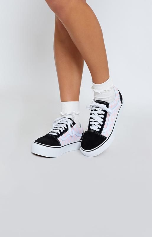 vans old skool platform checkerboard trainers black pink dogwood vans old skool platform checkerboard trainers black pink dogwood