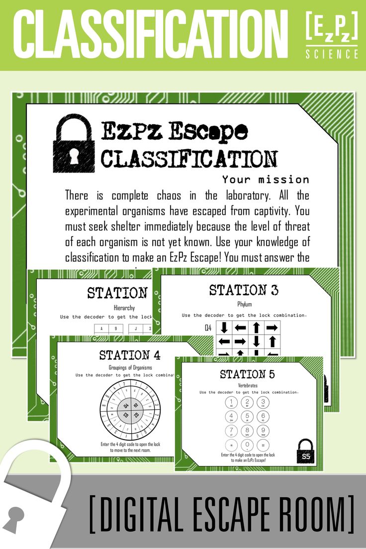 Classification Science Escape Room Digital Breakout