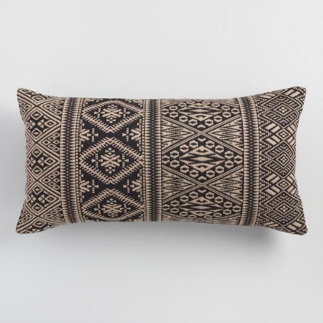 Oversized Black Jacquard Indoor Outdoor Lumbar Pillow World Market Outdoor Pillows Lumbar Pillow Outdoor Throw Pillows