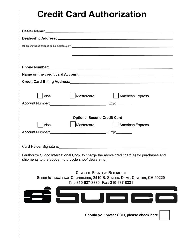 sample credit card authorization letter