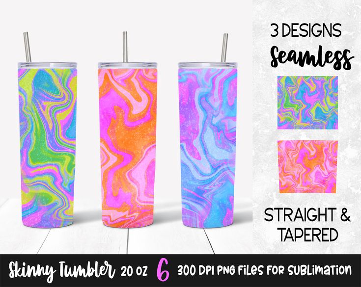 Colorful Marble Sublimation Design for 20 oz Skinny Tumbler / Abstract Colorful Marble Sublimation Design for 20 oz Skinny Tumbler / Abstract
