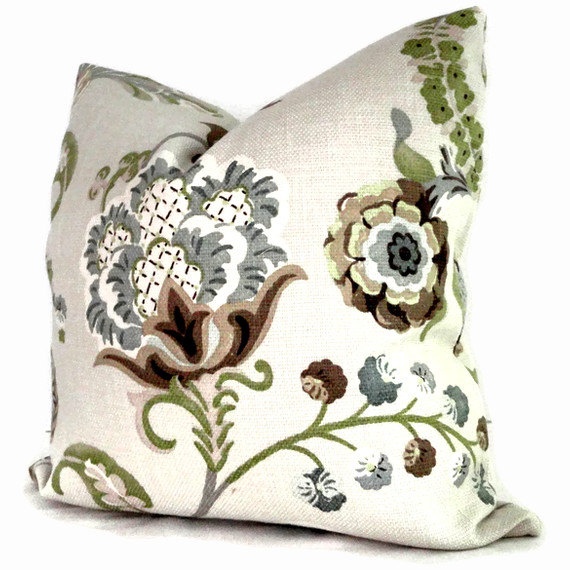 Jacobean Floral Pillow in P. Kaufmann Chic Steel fabric. Pillows to match the shower curtain I ...