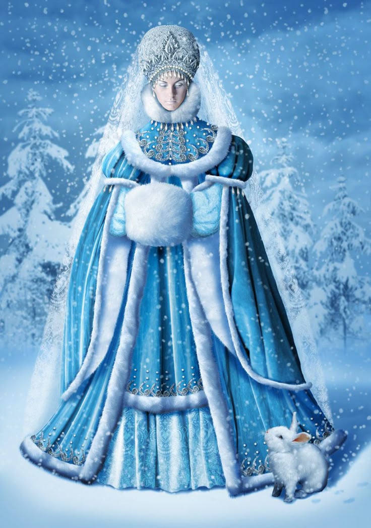 Russian wooden carved snow maiden Christmas hand painting decoration for home 9.84 Snow princess, snegurochka