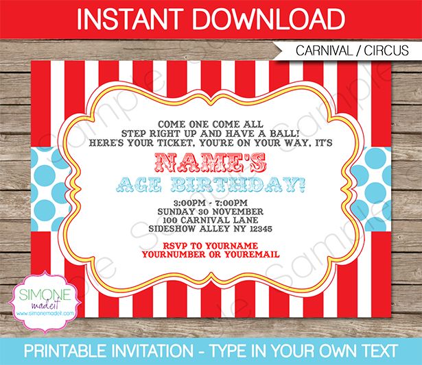 carnival themed invitations